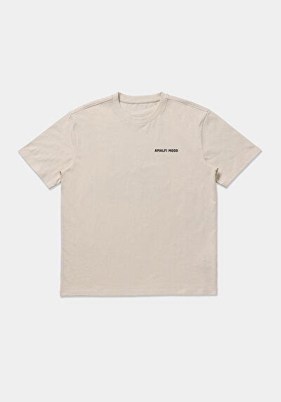 Image de T-shirt À Manches Courtes Beige Comfort Fit Imprimé Homme