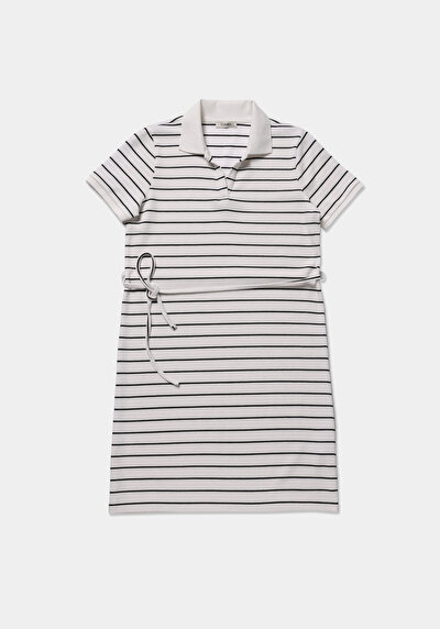 Image de Robe Noir Regular Fit Manches Courtes Mini Thessalonique Femme