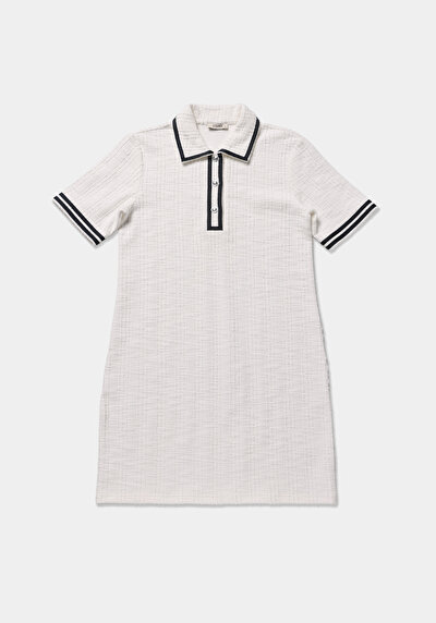 Afficher les détails de Robe Blanc Regular Fit Manches Courtes Mini Verrouillage Femme