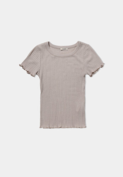 Image de T-shirt À Manches Courtes Beige Slim Fit Droit Femme
