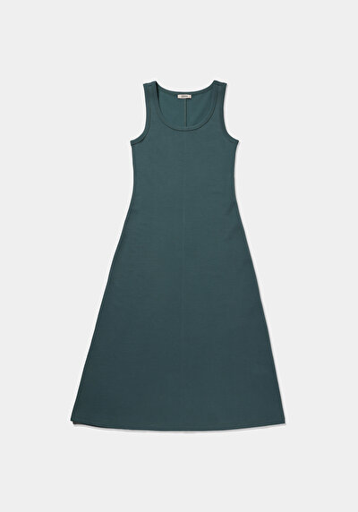 Afficher les détails de Robe Vert Regular Fit Sans Manches Maxi Verrouillage Femme