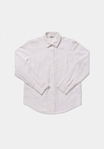 Image de Chemise À Manches Longues Blanc Regular Fit Droit Mousseline Femme