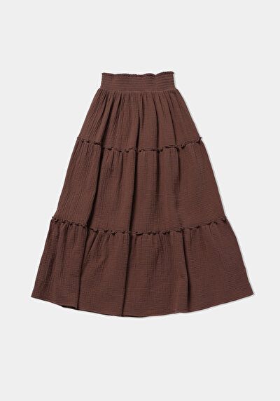 Afficher les détails de Jupe Marron  Droit Mousseline Maxi Femme