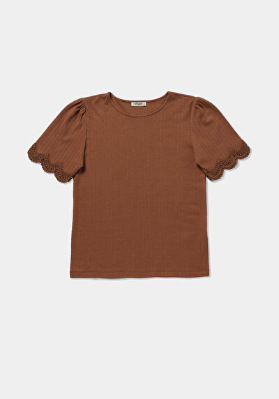 Image de Blouse À Manches Courtes Marron Regular Fit Manches Courtes Femme