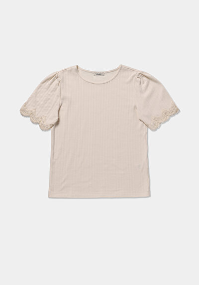 Image de Blouse À Manches Courtes Ecru Regular Fit Manches Courtes Femme