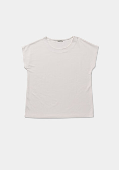 Image de T-shirt À Manches Courtes Blanc Regular Fit Droit Femme
