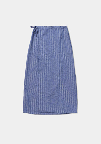 Afficher les détails de Jupe Bleu Midi Rayé Uni Maxi Femme