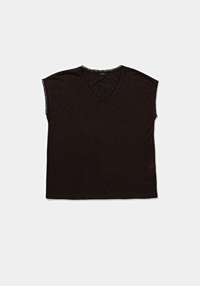 Image de Blouse À Manches Courtes Marron Regular Fit Manches Courtes Femme