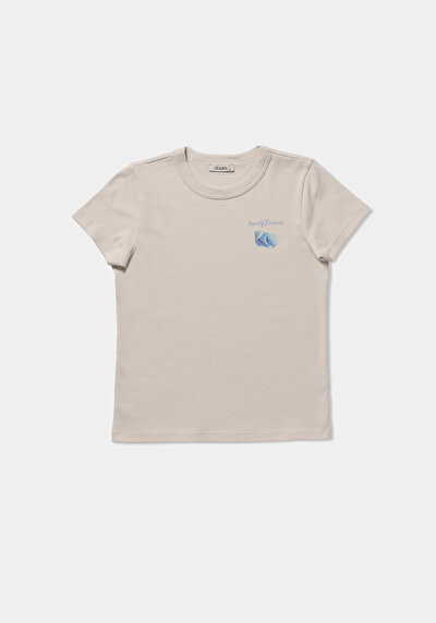 Image de T-shirt À Manches Courtes Blanc Slim Fit Imprimé Femme