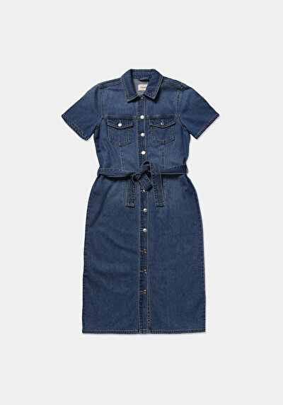 Image de Robe  Slim Fit Manches Courtes Mdi Jean Femme