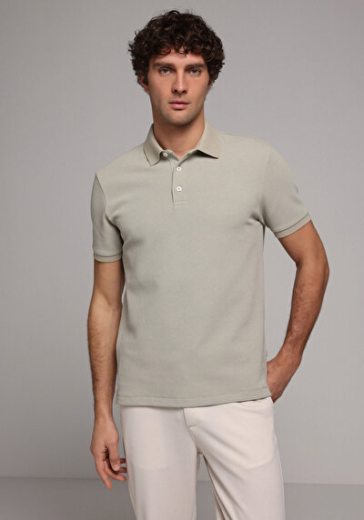 Image de T-shirt Polo À Manches Courtes Vert Droit Regular Fit Homme