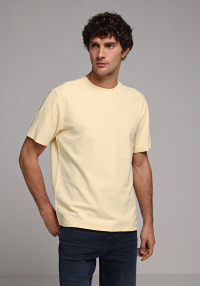 Image de T-shirt À Manches Courtes Jaune Comfort Fit Droit Homme