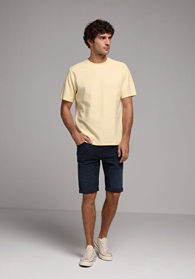 Image de T-shirt À Manches Courtes Jaune Comfort Fit Droit Homme