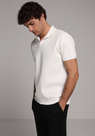 Image de T-shirt Polo À Manches Courtes Blanc Droit Regular Fit Homme
