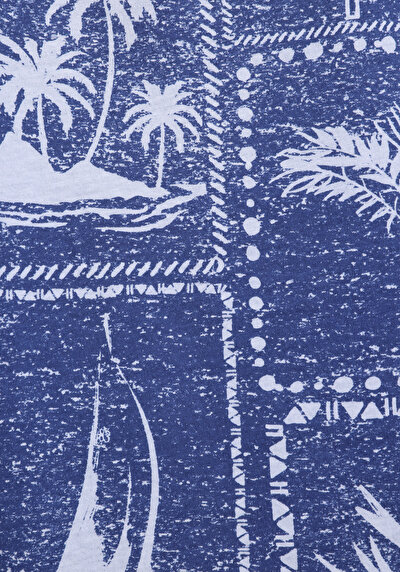Afficher les détails de T-shirt À Manches Courtes Bleu Comfort Fit Imprimé Homme