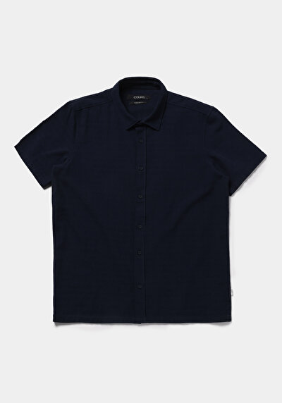Afficher les détails de Chemise À Manches Courtes Marine Droit Regular Fit Homme
