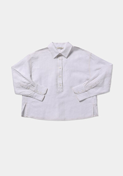 Image de Chemise À Manches Longues Blanc Fashion Fit Droit Uni Femme