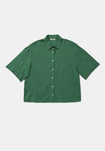 Afficher les détails de Chemise À Manches Courtes Vert Droit Fashion Fit Femme