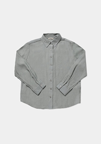 Image de Chemise À Manches Longues Vert Regular Fit Droit Uni Femme