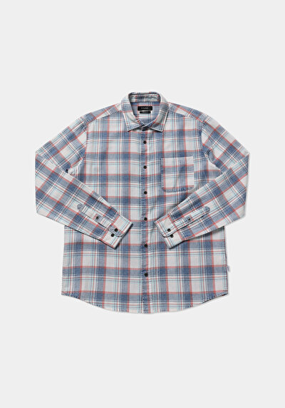 Image de Chemise À Manches Longues Multicolou Regular Fit Plaid Sergé Homme