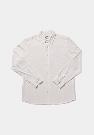 Image de Chemise À Manches Longues Blanc Regular Fit Droit Pique Homme