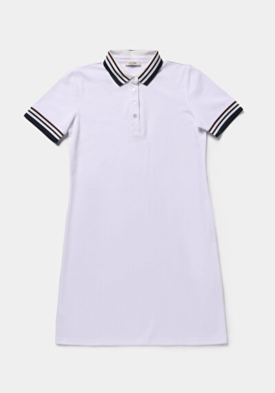 Afficher les détails de Robe Blanc Slim Fit Manches Courtes Normale Verrouillage Femme