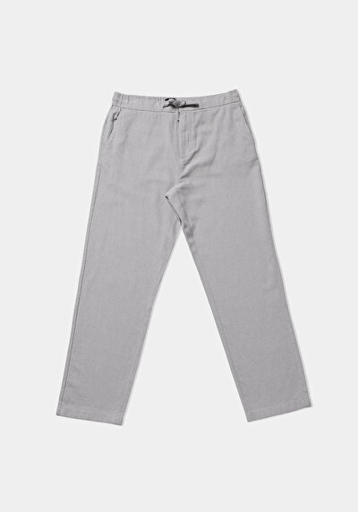 Image de Pantalon Gris Straight Leg Medium Rise En Sergé Regular Fit Homme