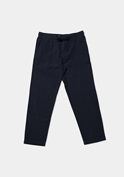 Image de Pantalon Marine Straight Leg Medium Rise En Sergé Regular Fit Homme
