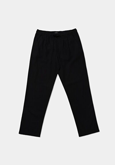 Image de Pantalon Noir Straight Leg Medium Rise En Sergé Regular Fit Homme