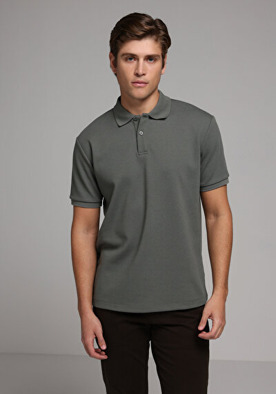 Image de T-shirt Polo À Manches Courtes Kaki Droit Regular Fit Homme