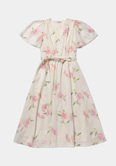 Afficher les détails de Robe Rose Regular Fit Manches Courtes Maxi Uni Femme