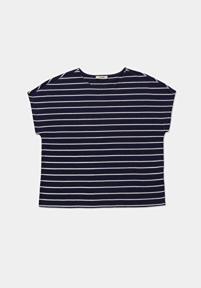 Image de T-shirt À Manches Courtes Marine Regular Fit Rayé Femme
