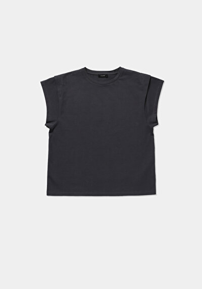 Image de T-shirt À Manches Courtes Anthracite Regular Fit Droit Femme