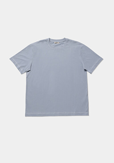 Image de T-shirt À Manches Courtes Bleu Comfort Fit Droit Homme