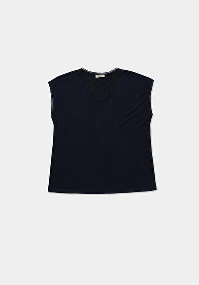 Image de Blouse À Manches Courtes Marine Regular Fit Manches Courtes Femme