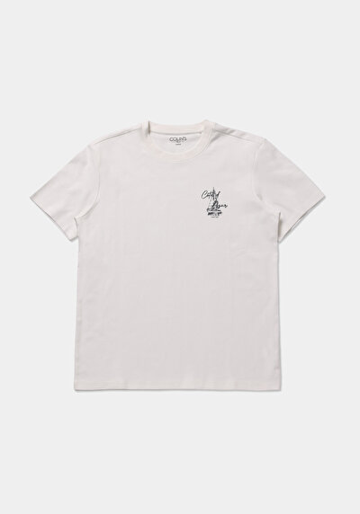 Image de T-shirt À Manches Courtes Blanc Regular Fit Droit Homme