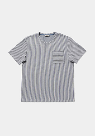 Image de T-shirt À Manches Courtes Bleu Comfort Fit Droit Homme