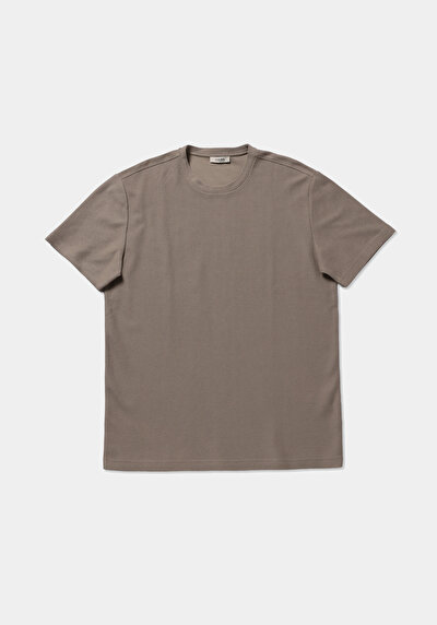 Image de T-shirt À Manches Courtes Beige Comfort Fit Droit Homme