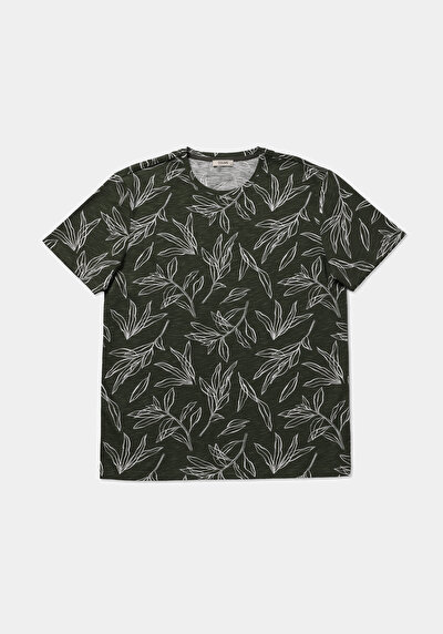 Image de T-shirt À Manches Courtes Kaki Regular Fit Imprimé Homme