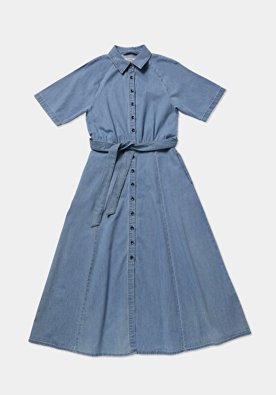 Afficher les détails de Robe  Regular Fit Manches Courtes Mdi Jean Femme
