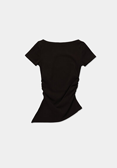 Image de Blouse À Manches Courtes Marron Slim Fit Manches Courtes Femme