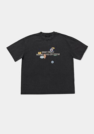 Image de T-shirt À Manches Courtes Anthracite Oversize Fit Droit Femme