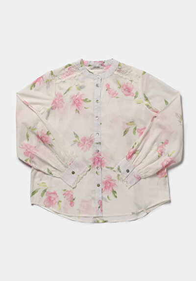 Afficher les détails de Chemise À Manches Longues Rose Fashion Fit  Voile Femme