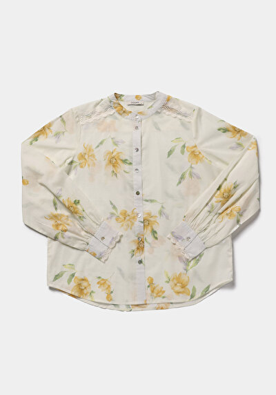 Afficher les détails de Chemise À Manches Longues Jaune Fashion Fit  Voile Femme