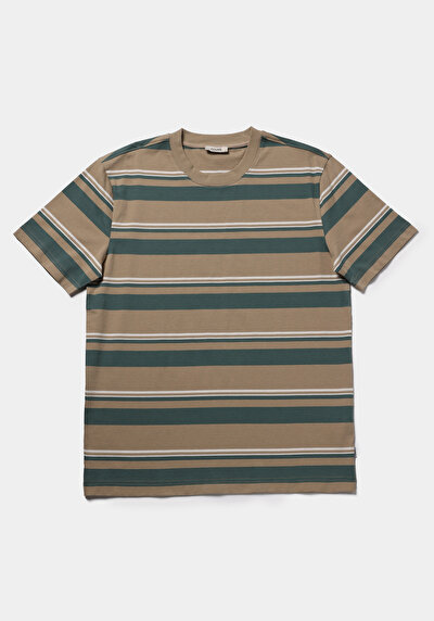 Image de T-shirt À Manches Courtes Beige Comfort Fit Rayé Homme
