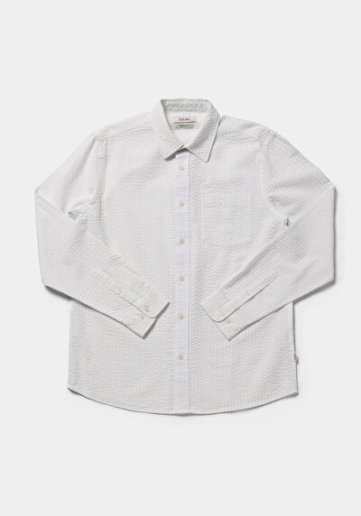 Image de Chemise À Manches Longues Blanc Regular Fit Droit Jacquard Homme