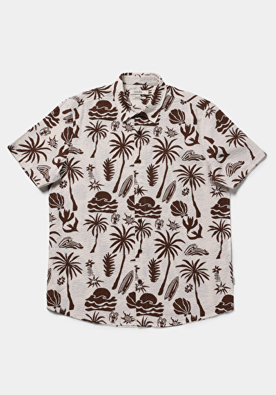 Afficher les détails de Chemise À Manches Courtes Blanc Imprimé Regular Fit Homme