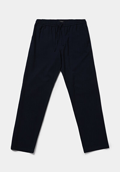 Image de Pantalon Marine Straight Leg Medium Rise En Sergé Regular Fit Homme