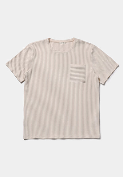 Image de T-shirt À Manches Courtes Beige Comfort Fit Droit Homme