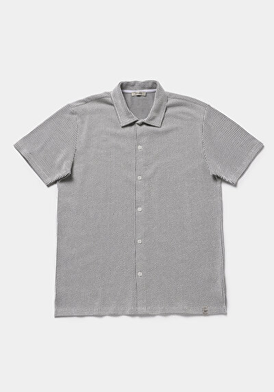 Image de T-shirt Polo À Manches Courtes Gris Rayé Regular Fit Homme